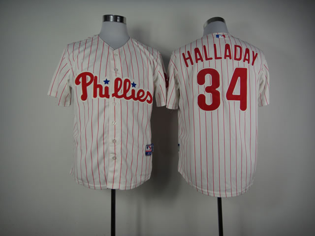 Men Philadelphia Phillies #34 Halladay White MLB Jerseys